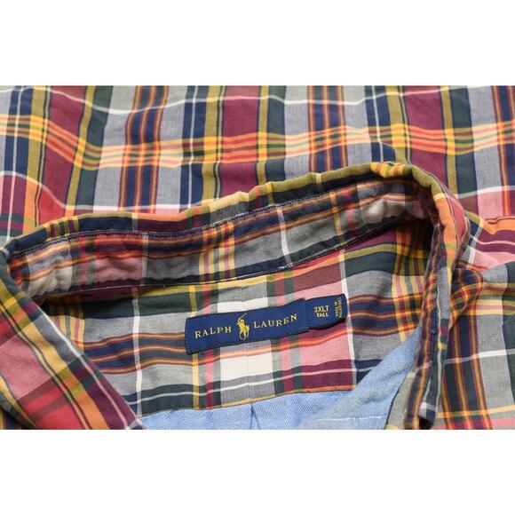 Ralph Lauren Big & Tall Size 3XLT Red Plaid 100% Cotton Button Up - Picture 8 of 8